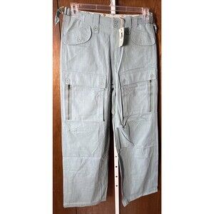 NEW Easel LA Women’s Wide Leg Utility Pants Teal Sz Large 100% Cotton - Med Also